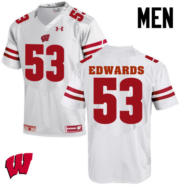 Men Wisconsin Badgers #53 T.J. Edwards College Football Jerseys-White